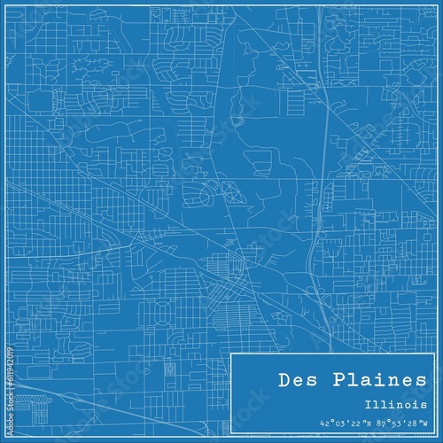 Wallpaper Mural Blueprint US city map of Des Plaines, Illinois. Torontodigital.ca