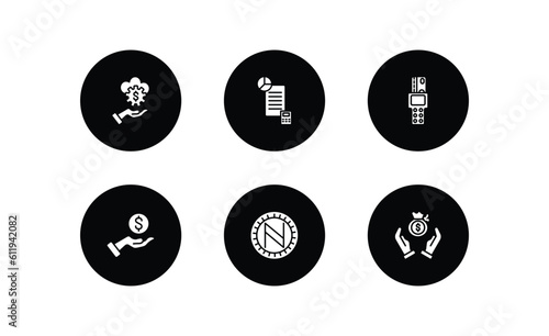 cryptocurrency filled icons set. cryptocurrency filled icons pack included fintech industry, budget accounting, point of service, loan, , saving vector.