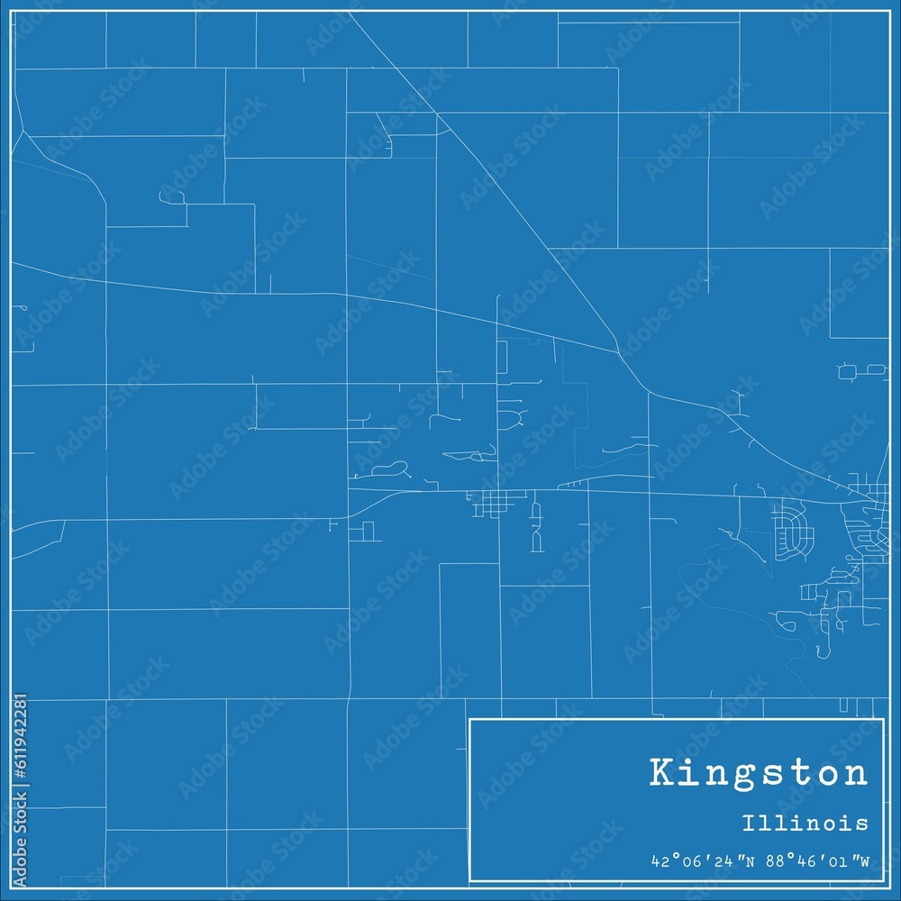 Blueprint US city map of Kingston, Illinois. Blueprint US city map of Kingston, Illinois.