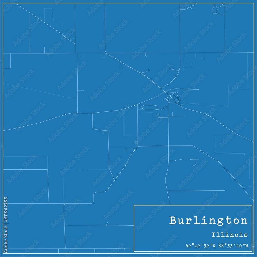 Fototapeta premium Blueprint US city map of Burlington, Illinois.