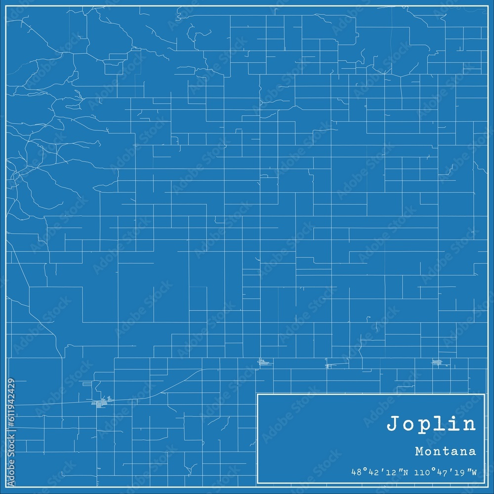 Blueprint US city map of Joplin, Montana. Blueprint US city map of Joplin, Montana.