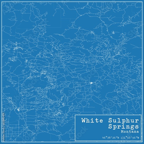Blueprint US city map of White Sulphur Springs, Montana. photo