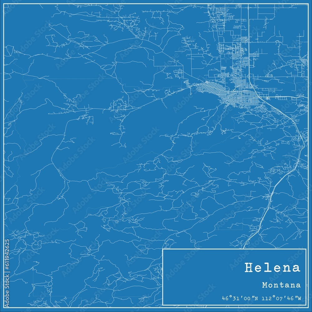 Blueprint US city map of Helena, Montana. Blueprint US city map of Helena, Montana.