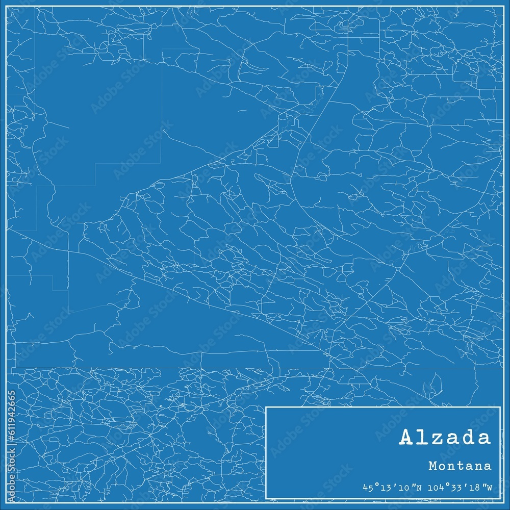 Obraz premium Blueprint US city map of Alzada, Montana.