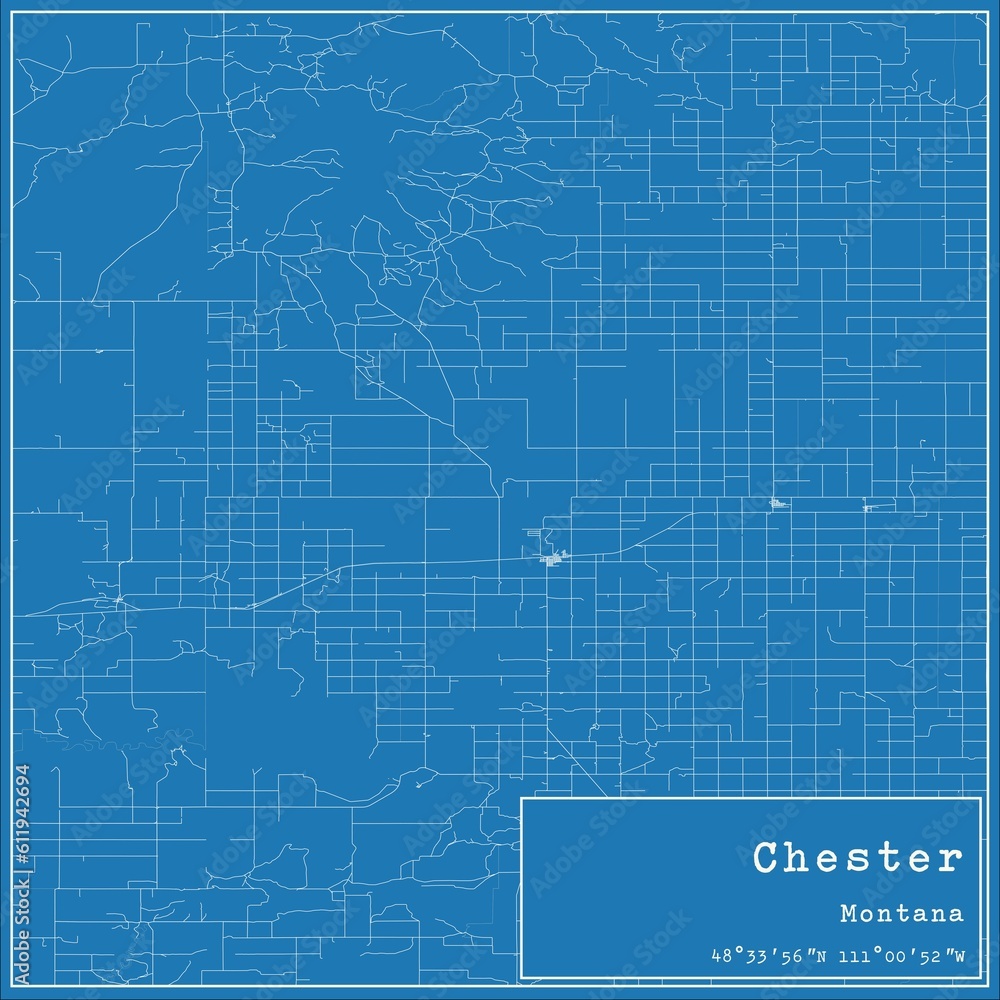 Blueprint US city map of Chester, Montana. Blueprint US city map of Chester, Montana.