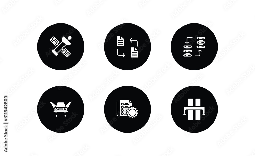 artificial intellegence filled icons set. artificial intellegence filled icons pack included outer space, file transfer, data transfer, fyling vehicle, evaluation, motorway vector.