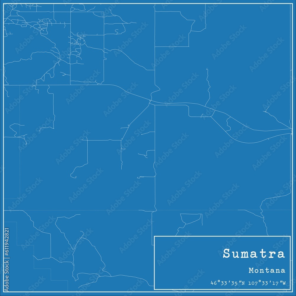 Fototapeta premium Blueprint US city map of Sumatra, Montana.