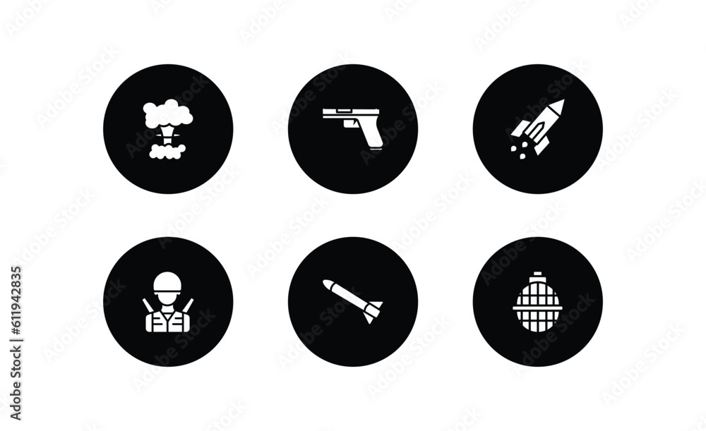 army and war filled icons set. army and war filled icons pack included bomb detonation, gun, missile, soldier, launcher, whizbang with rong vector. army and war filled icons set. army and war filled icons pack included bomb detonation, gun, missile, soldier, launcher, whizbang with rong vector.