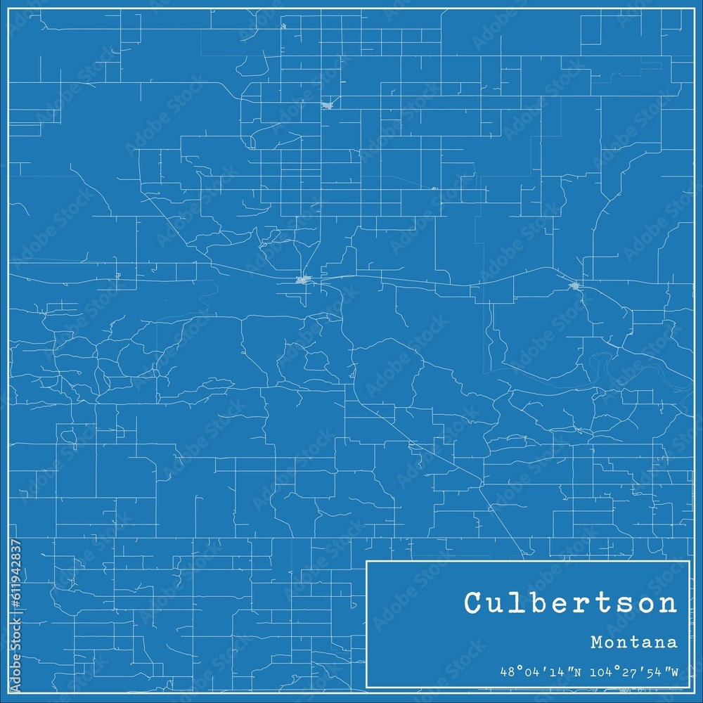 Fototapeta premium Blueprint US city map of Culbertson, Montana.