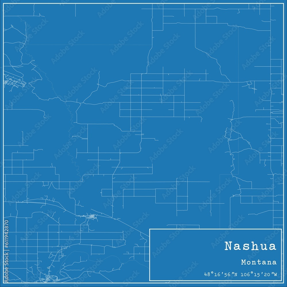 Blueprint US city map of Nashua, Montana. Blueprint US city map of Nashua, Montana.
