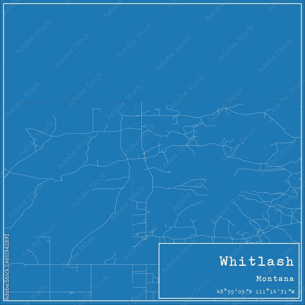 Fototapeta premium Blueprint US city map of Whitlash, Montana.
