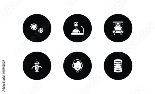 artificial intellegence filled icons set. artificial intellegence filled icons pack included hine, speech, high speed tube, robot assistant, personal assistant, database vector.