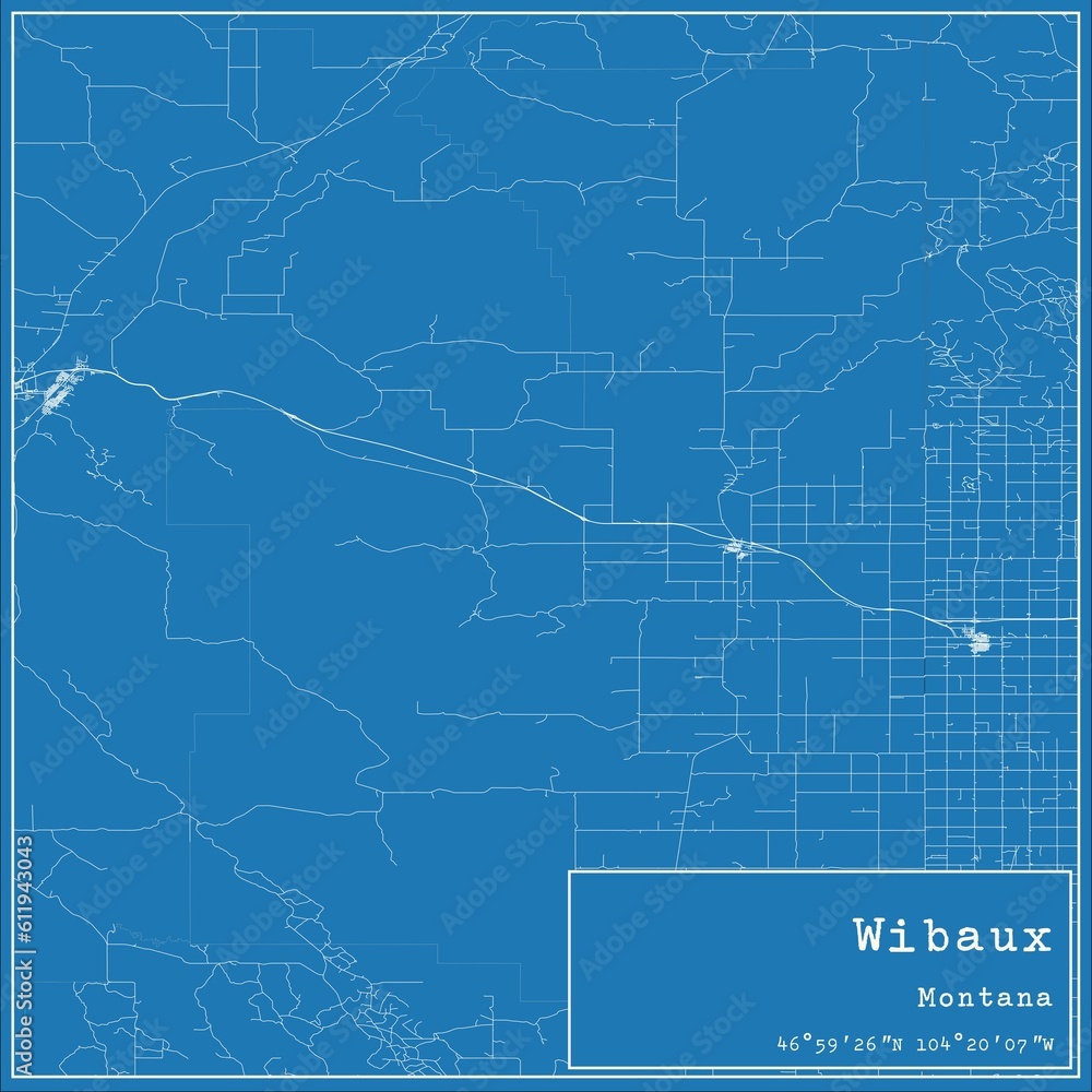 Blueprint US city map of Wibaux, Montana. Blueprint US city map of Wibaux, Montana.