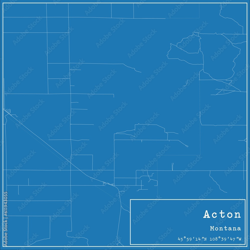 Obraz premium Blueprint US city map of Acton, Montana.