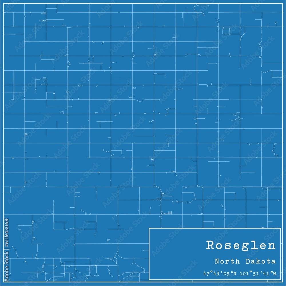 Blueprint US city map of Roseglen, North Dakota. Blueprint US city map of Roseglen, North Dakota.