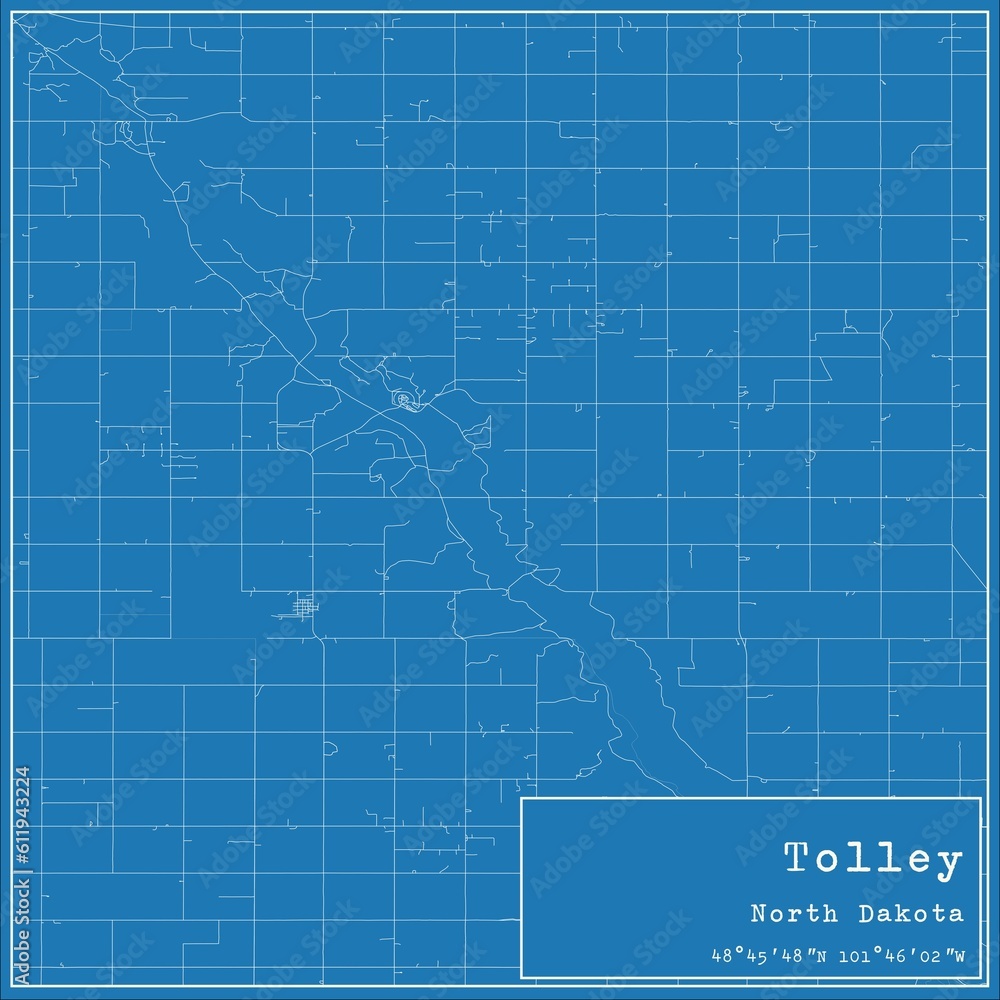 Blueprint US city map of Tolley, North Dakota. Blueprint US city map of Tolley, North Dakota.