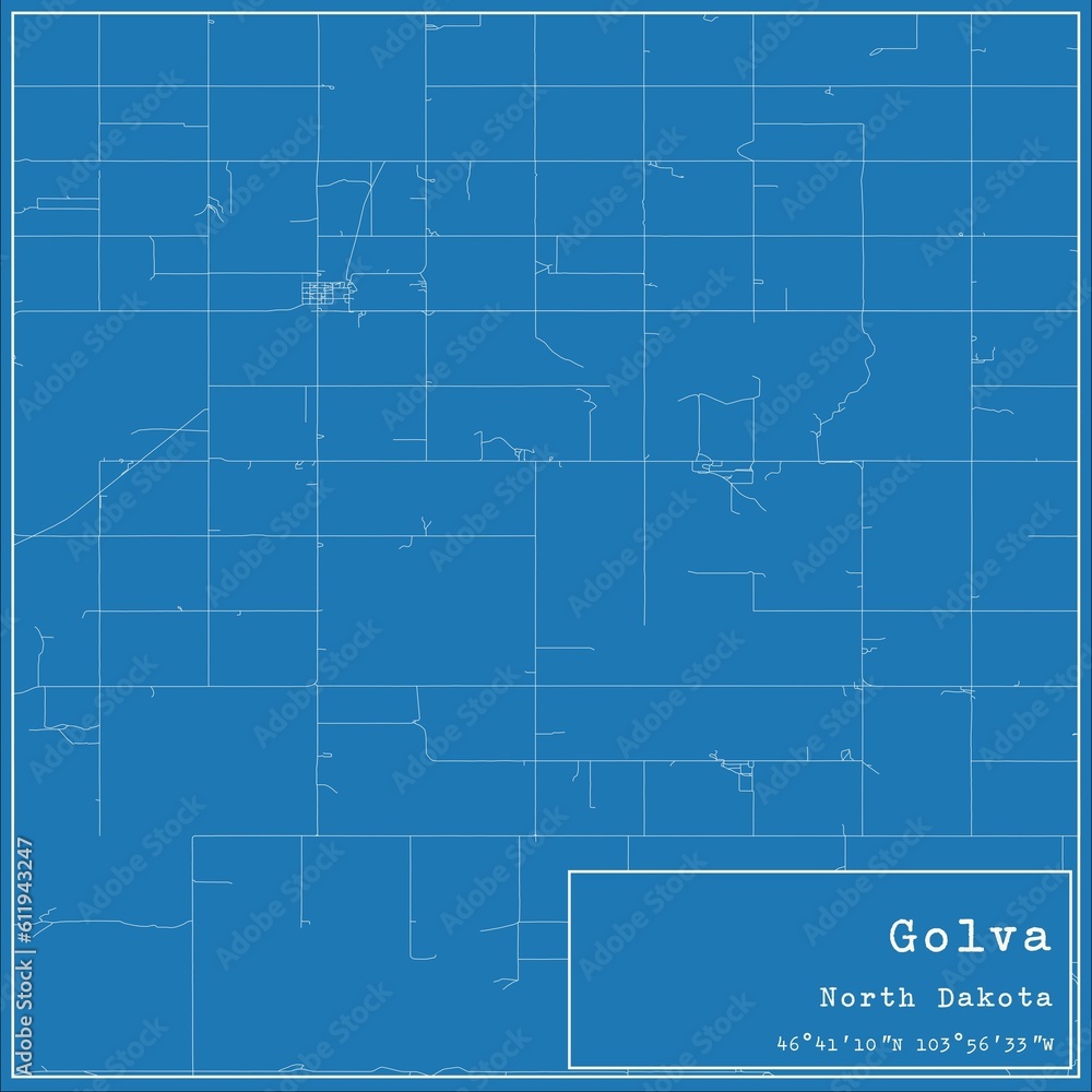 Blueprint US city map of Golva, North Dakota.