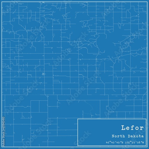 Blueprint US city map of Lefor, North Dakota.