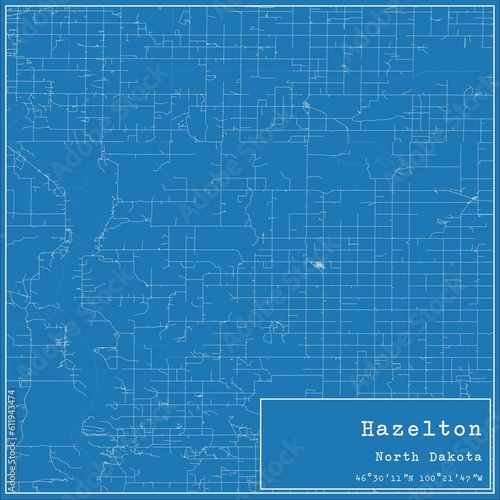 Wallpaper Mural Blueprint US city map of Hazelton, North Dakota. Torontodigital.ca