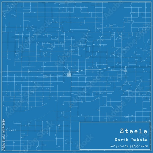 Blueprint US city map of Steele, North Dakota. photo