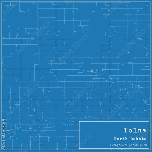 Blueprint US city map of Tolna, North Dakota. photo
