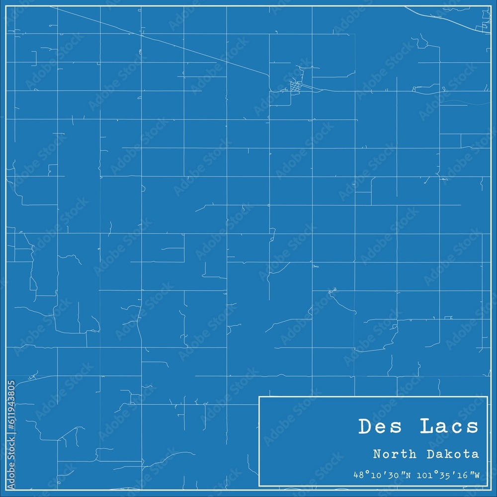 Blueprint US city map of Des Lacs, North Dakota. Blueprint US city map of Des Lacs, North Dakota.