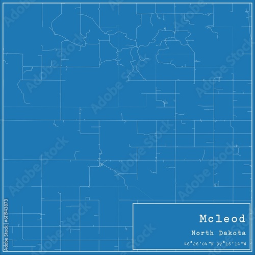 Wallpaper Mural Blueprint US city map of Mcleod, North Dakota. Torontodigital.ca
