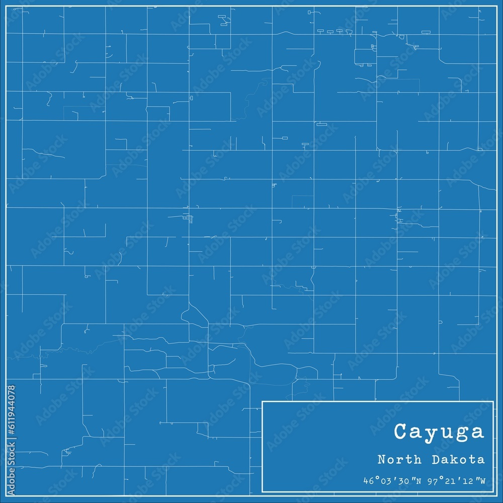 Blueprint US city map of Cayuga, North Dakota. Blueprint US city map of Cayuga, North Dakota.