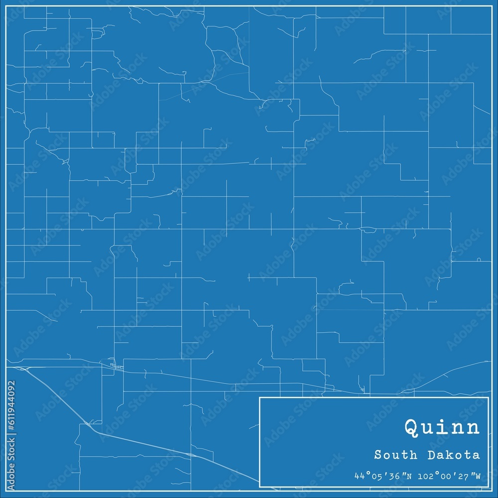 Blueprint US city map of Quinn, South Dakota.