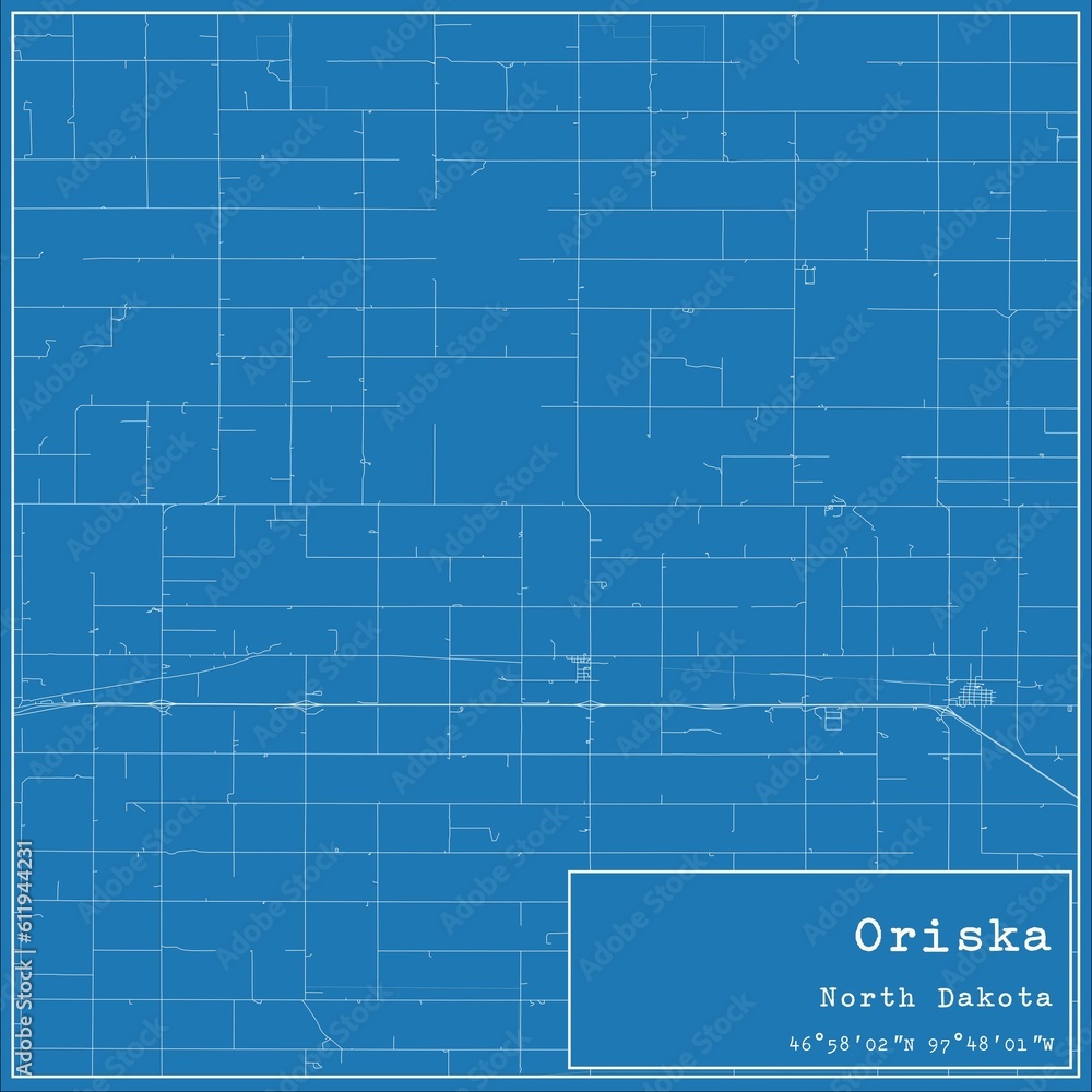Blueprint US city map of Oriska, North Dakota. Blueprint US city map of Oriska, North Dakota.
