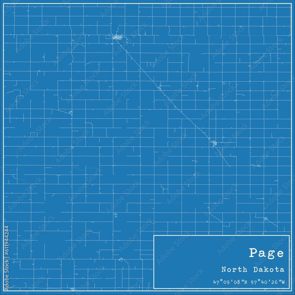 Obraz premium Blueprint US city map of Page, North Dakota.