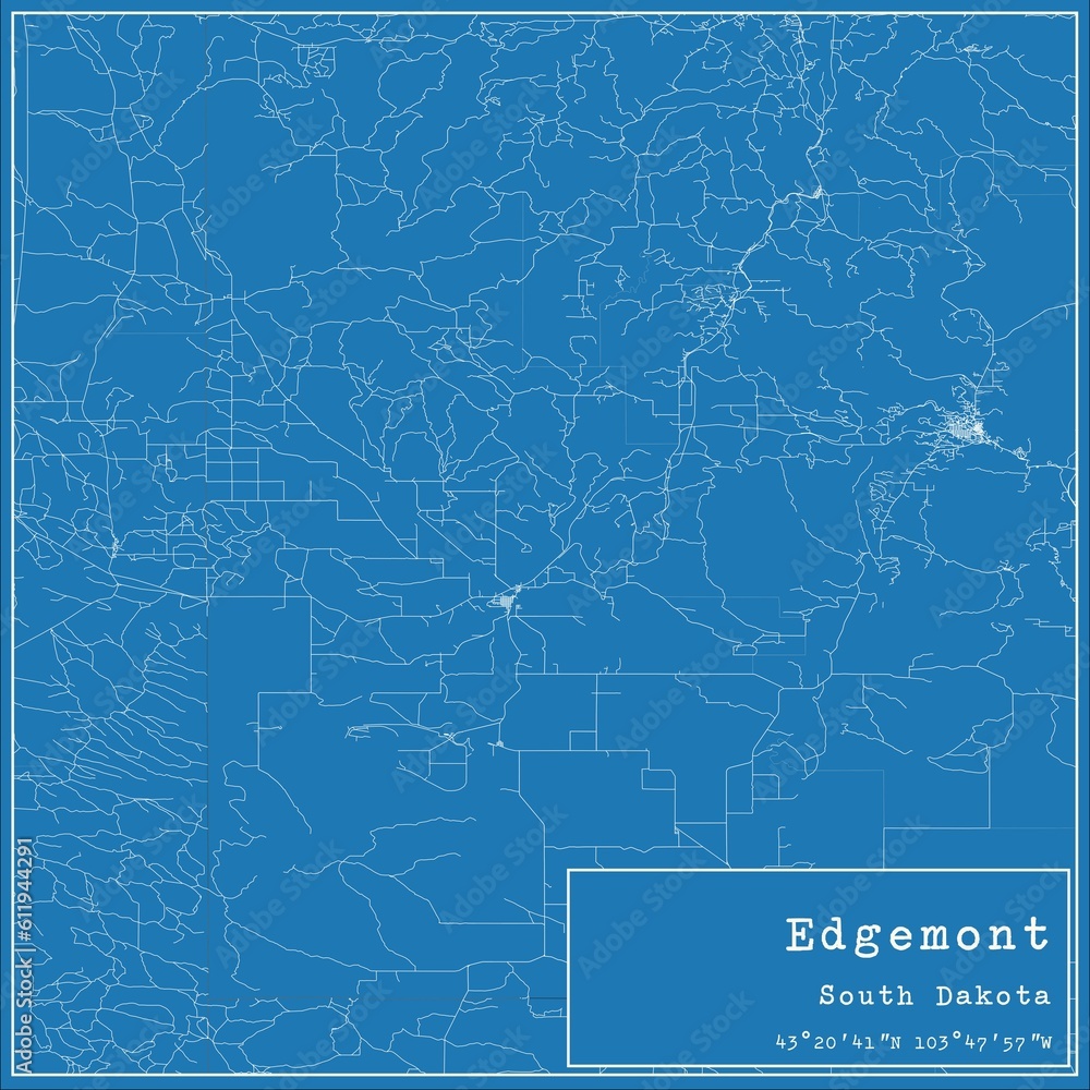 Fototapeta premium Blueprint US city map of Edgemont, South Dakota.
