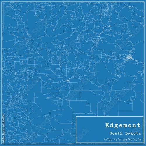 Blueprint US city map of Edgemont, South Dakota. photo