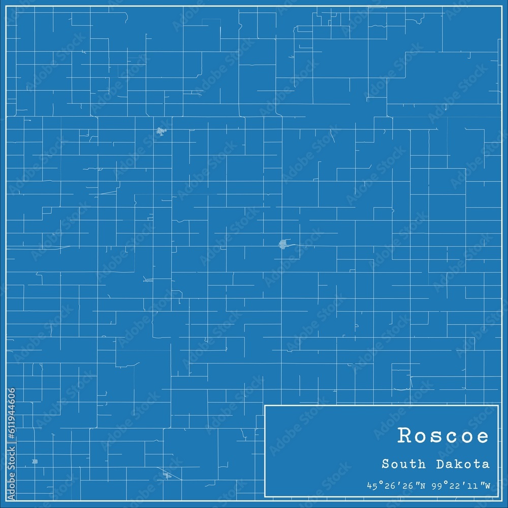 Blueprint US city map of Roscoe, South Dakota. Blueprint US city map of Roscoe, South Dakota.