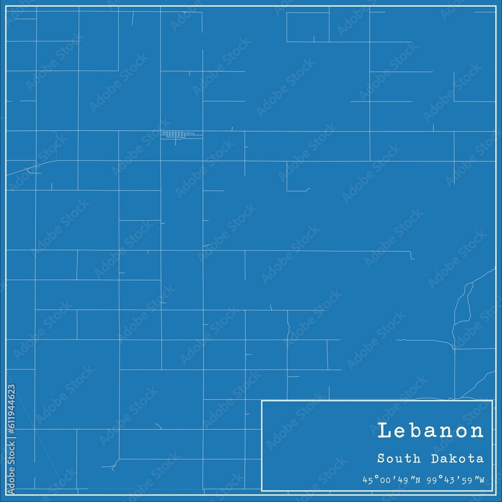 Blueprint US city map of Lebanon, South Dakota. Blueprint US city map of Lebanon, South Dakota.