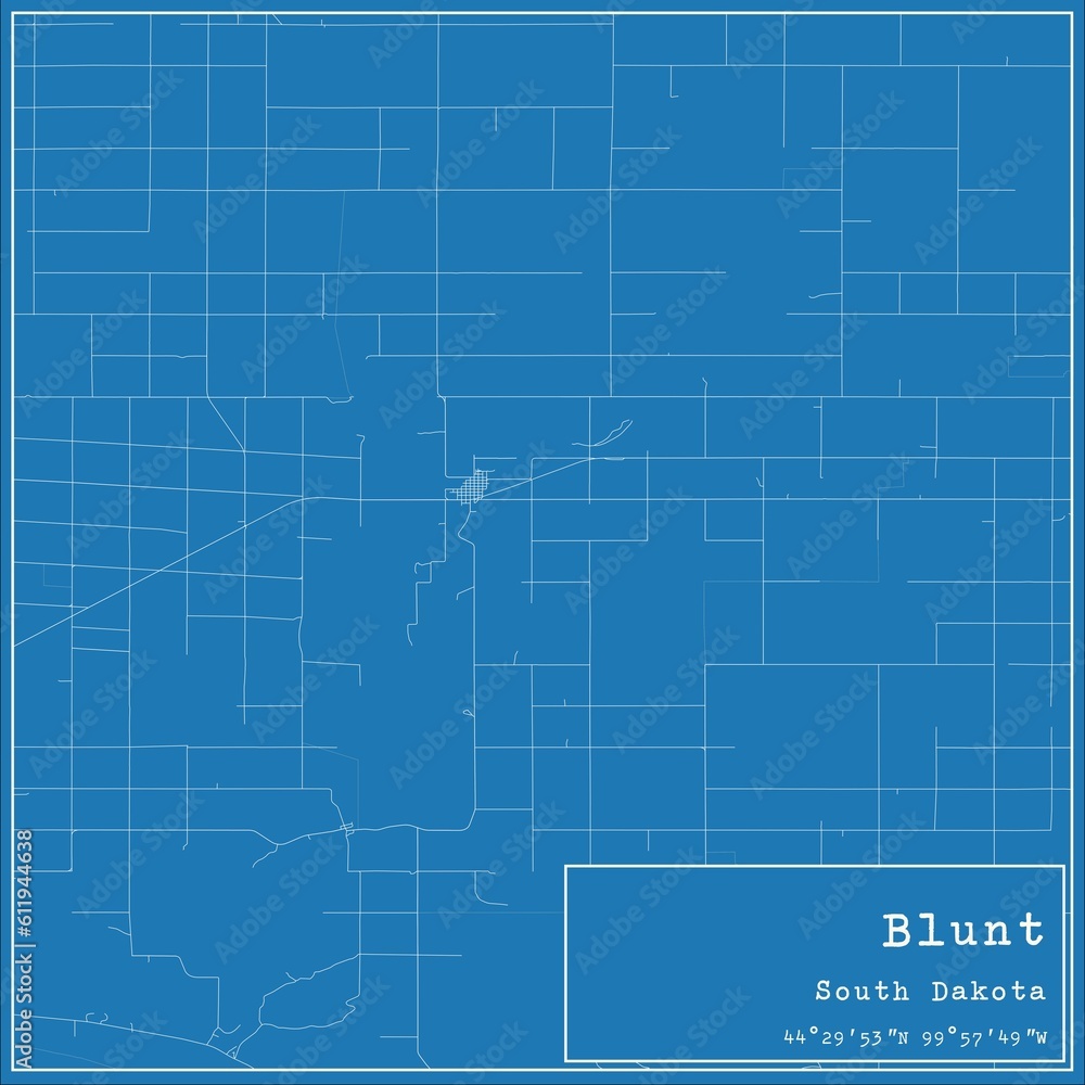 Blueprint US city map of Blunt, South Dakota. Blueprint US city map of Blunt, South Dakota.
