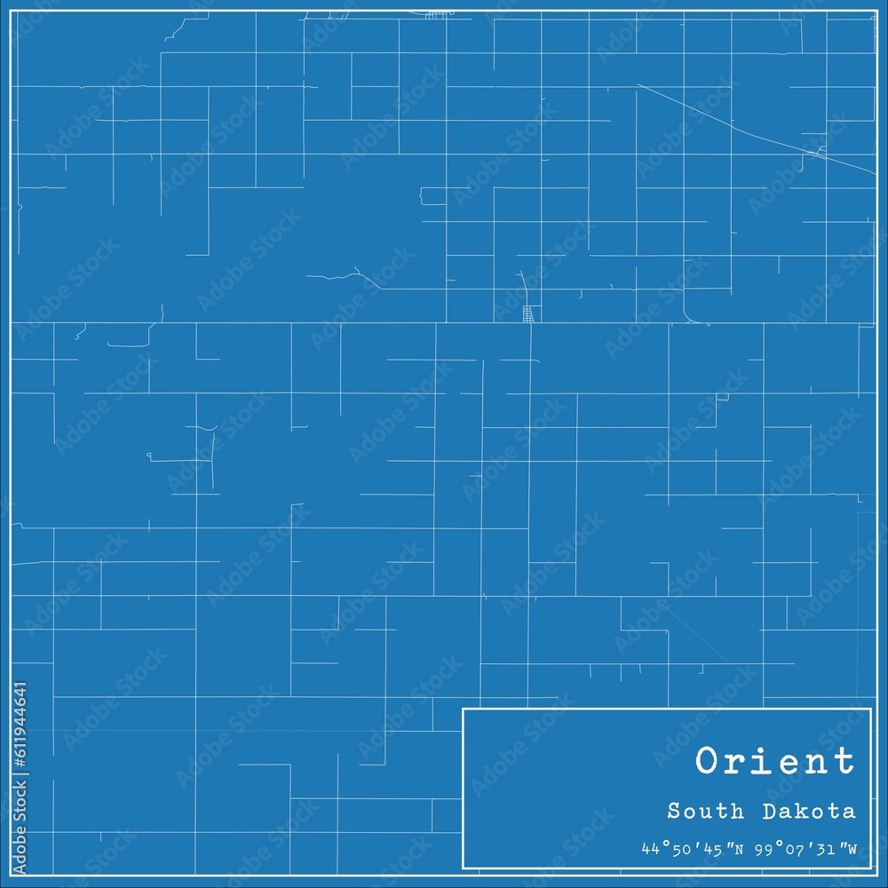 Obraz premium Blueprint US city map of Orient, South Dakota.