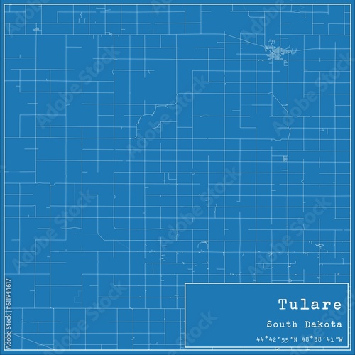 Blueprint US city map of Tulare  South Dakota.