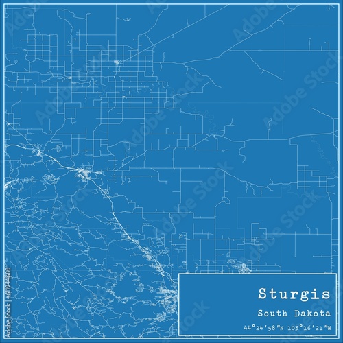 Tableau sur toile Blueprint US city map of Sturgis, South Dakota.