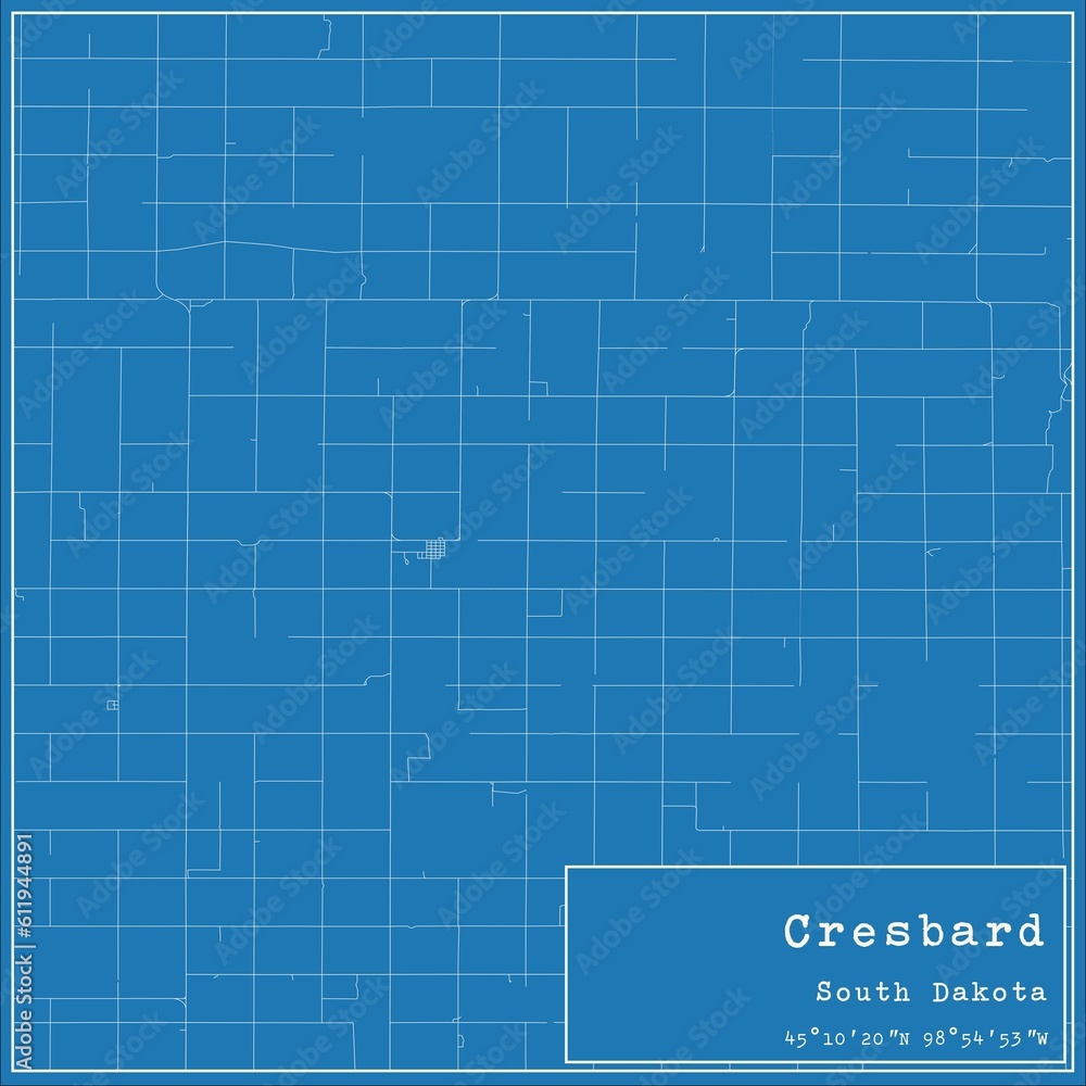 Blueprint US city map of Cresbard, South Dakota. Blueprint US city map of Cresbard, South Dakota.
