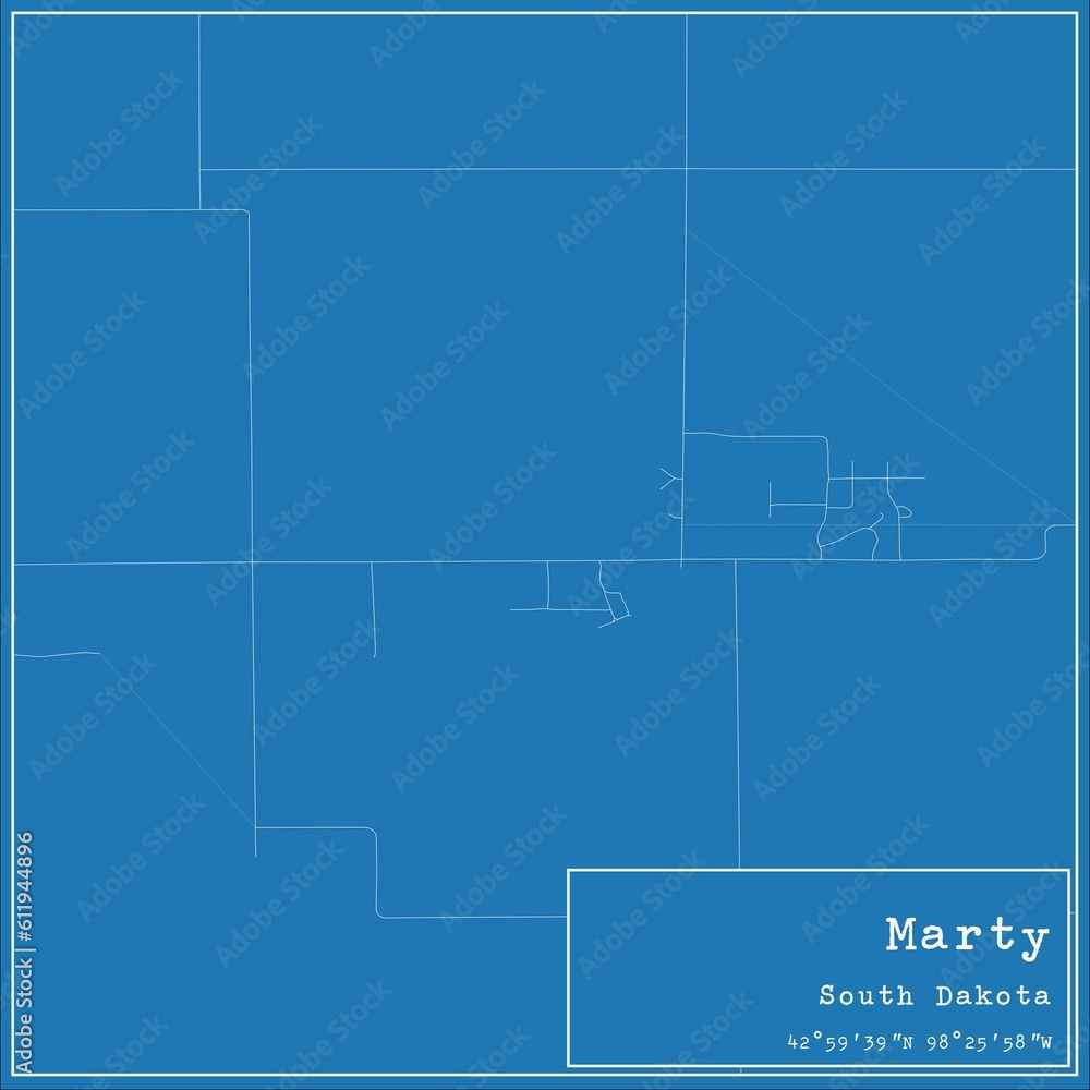Blueprint US city map of Marty, South Dakota. Blueprint US city map of Marty, South Dakota.