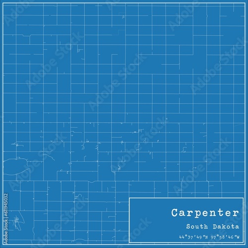 Blueprint US city map of Carpenter, South Dakota.
