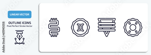 zodiac outline icons set. zodiac thin line icons pack included toughness, tin, soapstone, greatness vector.