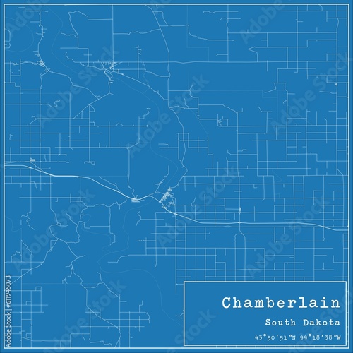 Blueprint US city map of Chamberlain, South Dakota. photo