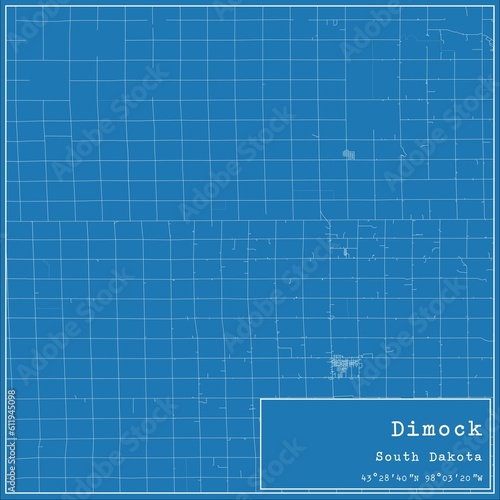 Blueprint US city map of Dimock, South Dakota.