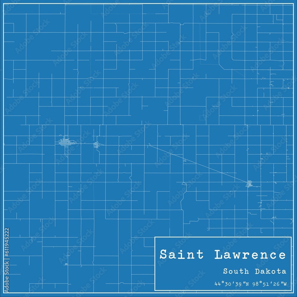 Obraz premium Blueprint US city map of Saint Lawrence, South Dakota.
