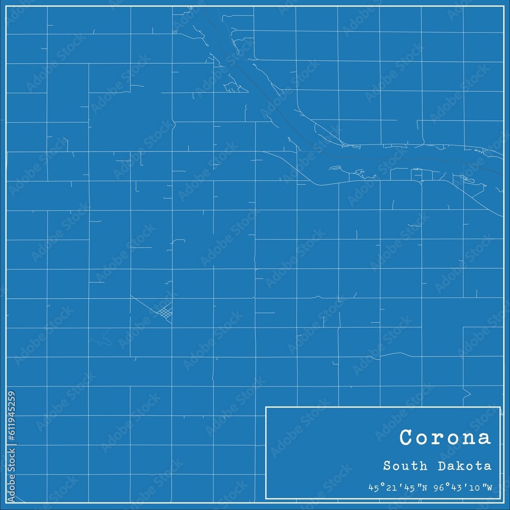 Blueprint US city map of Corona, South Dakota. Blueprint US city map of Corona, South Dakota.