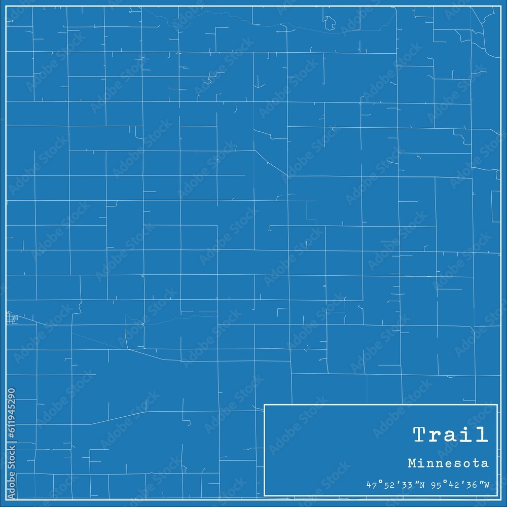 Blueprint US city map of Trail, Minnesota.