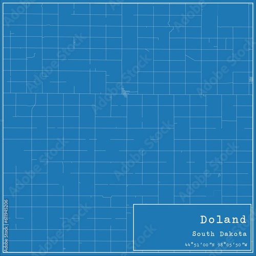 Blueprint US city map of Doland, South Dakota. photo