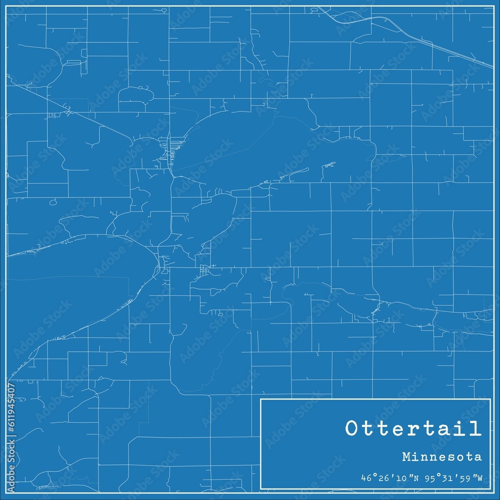 Blueprint US city map of Ottertail, Minnesota.